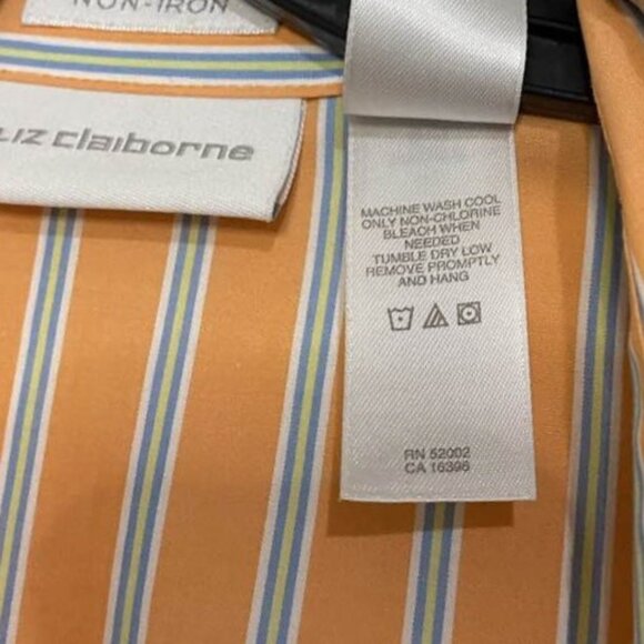 Liz Claiborne Non-Iron Women's Striped Button Down Collared Cotton Blouse - Picture 8 of 11